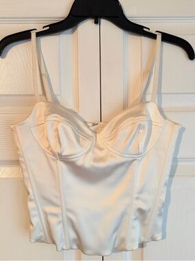 Wilfred White Satin Bustier Crop Top